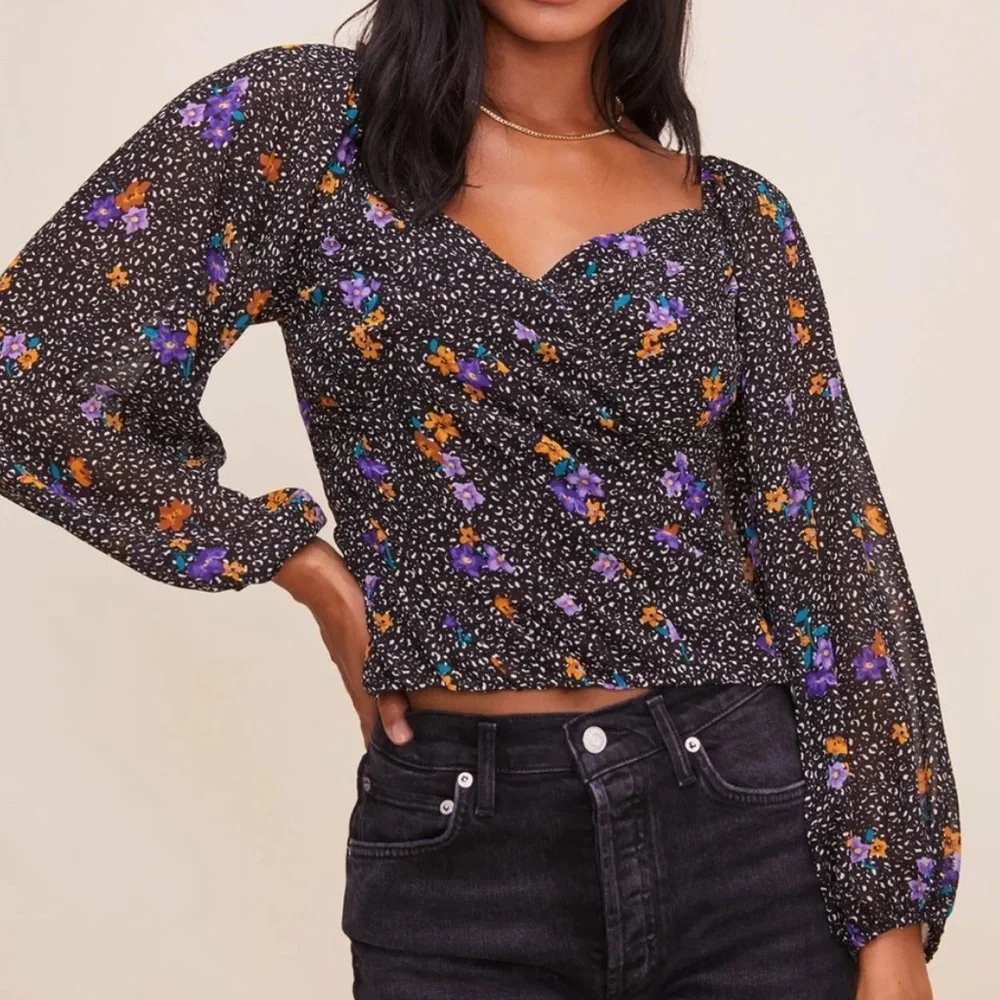 ASTR Black floral Blouse, Medium
